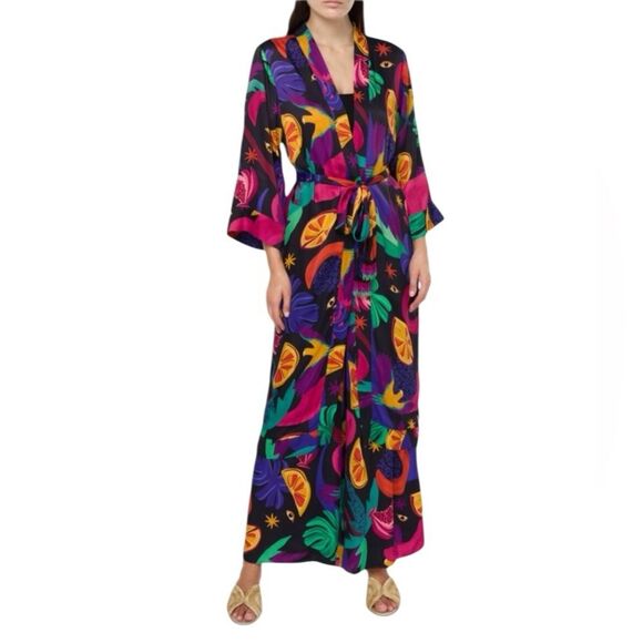 FARM Rio Mystic Jungle Wrap Jacket Dress Kimono Belt Vibrant Multi-color XL New - Picture 1 of 14